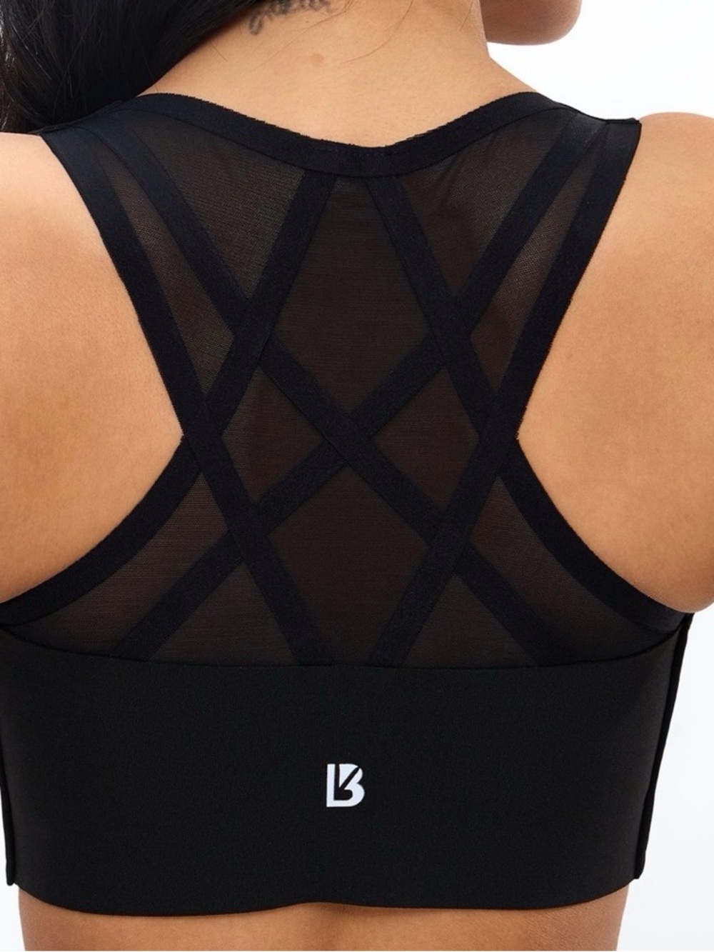 BuffBunny Black Mesh Racerback Sports Bra